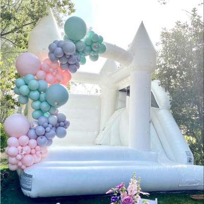 China Outdoor kids Rental Inflatable White Bounce Combo House Bouncer Wedding Bouncy Castle With Slide and ball pit pool for sale