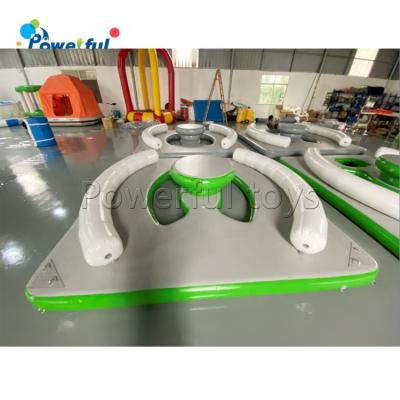 China outdoor commercial inflatable floating party bana trampoline park floating playing aqua water island dock for sale