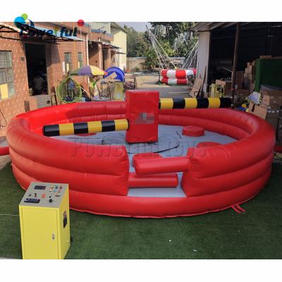 China Inflatable dia 6m red wipeout standing wipeout machine building game for sale