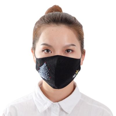 China Fashiom New Design Cotton Face Mask Reusable Bling Rhinestone Pattern Party Facemask Christmas Items for sale