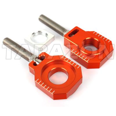 China 6061 T6 Aluminum Alloy Rear Bolt Chain Adjuster Axle Blocks for ktm sx 125 250 except for sale