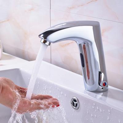 China Sense Faucets Chrome Sensor Faucet Automatic Hands Touch Water Saving Mixer Water Faucet Battery Power Inductive Hot Cold Basin Faucet for sale