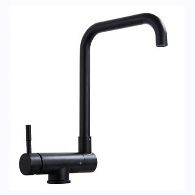 China Contemporary Kitchen Faucet Rotating Fold Down Single Handle Cold Water Faucet Black Bottom Window Kitchen Hot Mixer Tap for sale