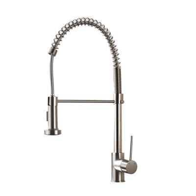 China Contemporary Brushed Nickel Kitchen Faucet Deck Mounted Mixer Tap 360 Degree Rotation Stream Sprayer Spout Kitchen Pull Down Hot And Cold Faucets for sale