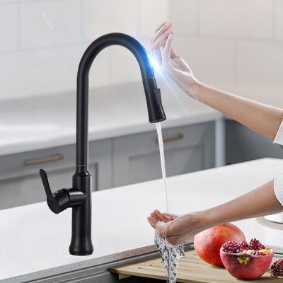 China Double Swivel Spout Touch Sensor Kitchen Faucets Matte Black Single Handle Deck Mounted Water Faucet Sink Mixer 360 Rotate Faucet Water Mixer Tap for sale