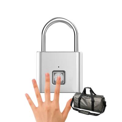 China Waterproof Waterproof Portable USB Charging Zinc Alloy Metal 0.1sec Fingerprint Security Smart Lock Padlock for sale