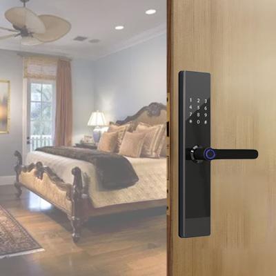 China Aluminum alloy hook installation wired external smart door lock with fingerprint and keys for sale