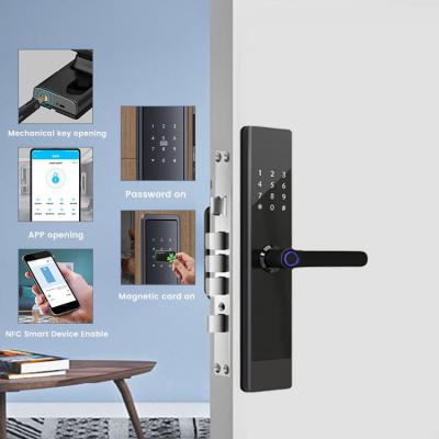 China Code Glass Key Aluminum Alloy Fingerprint Security Smart Door Lock For Hotel Home Apartment for sale