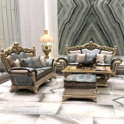 China New Style Sectional Baroque Royal Living Room Simple Wooden Sofa Couch Set Design With Italy Fabric for sale