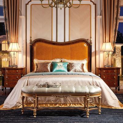 China High End Classic Leather Wedding Solid Wood Solid Wood Bedroom Furniture for sale