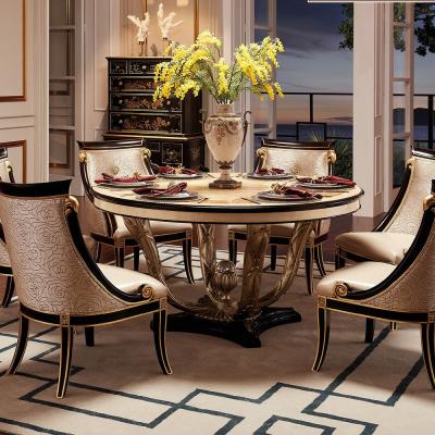 China Luxury design image of classic antique round dining set with new design table base for sale