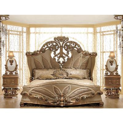 China Luxury solid wood design baroque antique style bedroom furniture high end set for sale