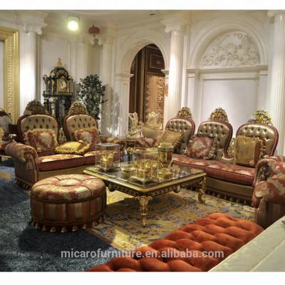 China Italy Fabric New Arrival Wood Carved Color Gold Hand Upholstery Living Room Home Sofa for sale