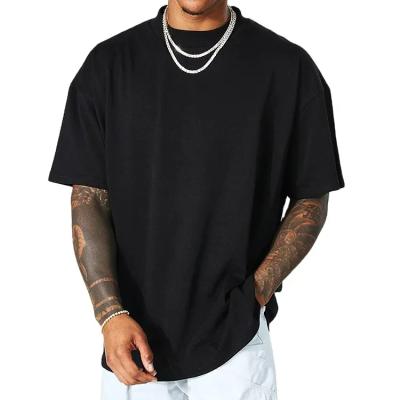 China Other Custom t shirt high quality mock neck plus size men's clothing heavyweight drop shoulder blank t shirt 100% cotton for sale