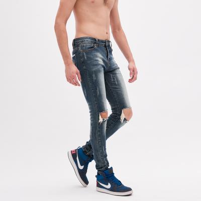 China DiZNEW Breathable Wholesale Men's Slim Fit Distressed Blue Jeans Ripped Jeans Jeans Pants for sale