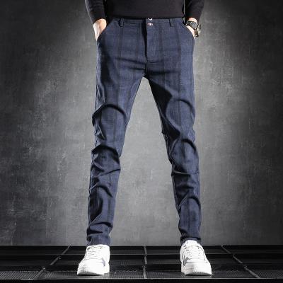 China DiZNEW Plaid Anti-Pilling Pants With Outline Designs Fly Tight Pants Custom Made Mens Trousers for sale