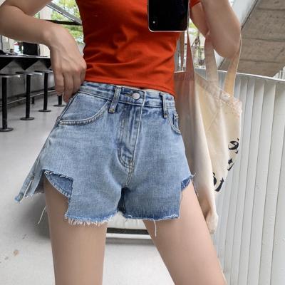 China DiZNEW Ladies Waterproof Jeans Casual Single High Waist Ripped Jeans Short Pants For Woman for sale