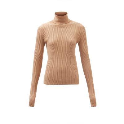 China DiZNEW Breathable Custom Designer Plain Knitted Long Sleeve Pullover Women Turtle Neck Thin Sweater for sale