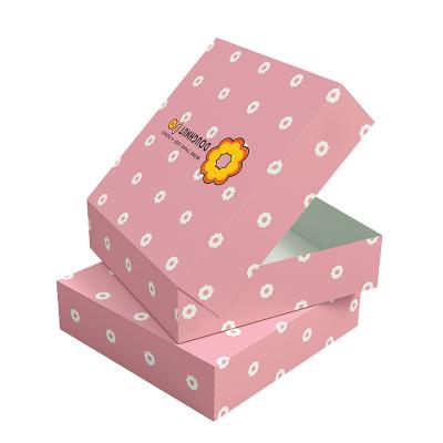 China Recycled Materials Wholesale Custom Logo Food Grade Paper Pink Mochi Donut Box Packaging Fast Food Delivery Cookie Foldable Box for sale