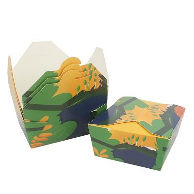 China Recyclable Eco Custom Printed Biodegradable Paper Coated Paper Plastic Of Fry Chicken In Take Away Box for sale