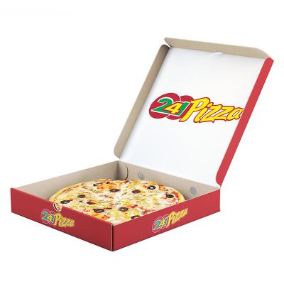 China Recycled Materials Custom Logo Red Pizza Carton Baking Boxes Cardboard Box Packaging For Food for sale