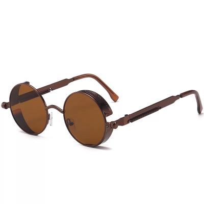 China Wholesale Fashion Sunglasses Vintage Steampunk Round Shades Metal Frame Men Summer Sunglasses 2021 for sale