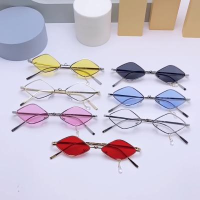 China 2021 Polygonal men's sunglasses new retro small frame fashion sunglasses European and American personality Diamond Pendant hip hop sunglasses women for sale