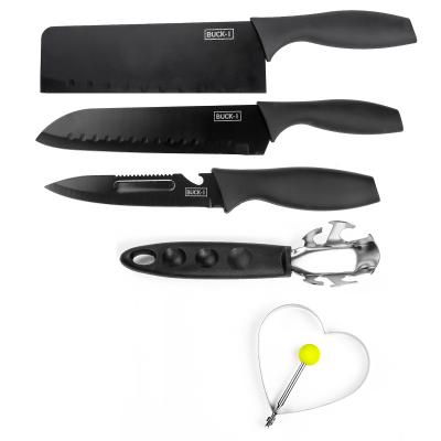 China Sustainable Kitchen Five-piece Set Stainless Steel Kitchen Knives Knife Black Steel Kitchen Knife Set for sale