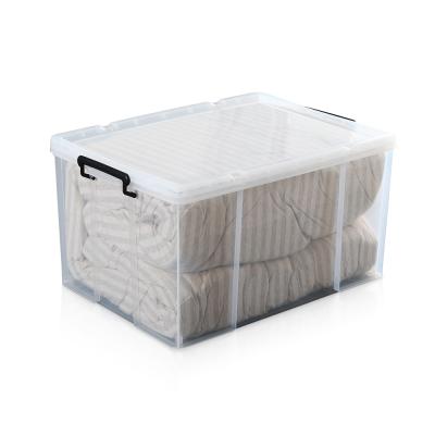 China Stored 60 liters 200 liters boxes clear stackable large plastic storage box for sale