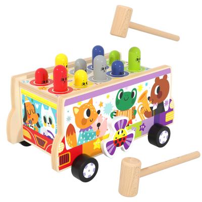 China Non-electric Animal Car Wooden Hammer Beat A Mole Toys Montessori Educational Learning Toys for sale