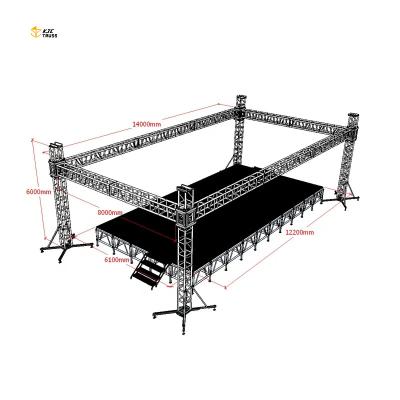 China 6082-T6 aluminum lighting t shape track truss system roof truss and stage concert square truss for sale for sale