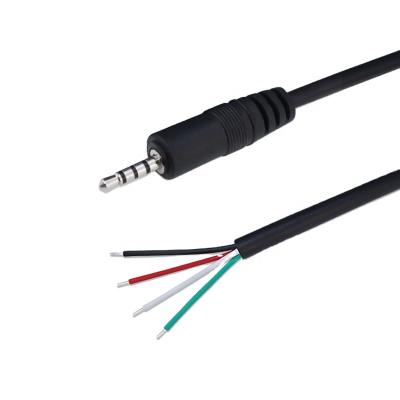 China Audio Transmission Male 2.5mm TRS 4 Pole 0.25m Male To Open End Customized Stripped Cable 28awg 4 Cores Cable 3.5mm TRS Male Cable for sale