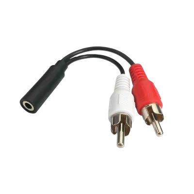 China Female 3.5mm aux. 0.2m DVD Player to 2 RCA Gold Thin Layer Extension Male Adapter Audio Cable for sale