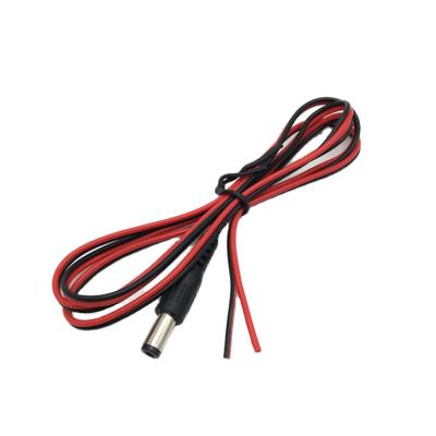 China 5521 1.m 24AWG Yigao 2 Core Industrial Male Wire 5.5*2.1mm Male To Open End 5521 DC Male Plug Jack Cable for sale