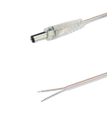 Κίνα Single Head 5521 22AWG 0.3M OEM DC Power Industrial Male Transparent Cable DC 5.5*2.1mm Female to Open DC Power Extension Cord προς πώληση