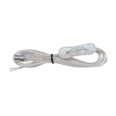 中国 Transparent Female DC Cable With Top Switch 5521 2m 22AWG Yigao 5521 Transparent Female DC Cable 5.5*2.1mm Female To Dual Core Wire DC Cable With 304 Button Switch 販売のため