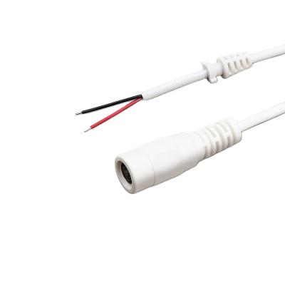 China Industrial Customized DC Female Socket 5.5*2.1 mm TO OPEN With SR 2464 Power Cable 26awg en venta