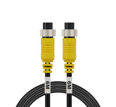 China Yellow 6m Car 2 Terminal Aviation Connector Female To Female Car Reversing Camera System Car Rear View Camera Extension Video Cable zu verkaufen