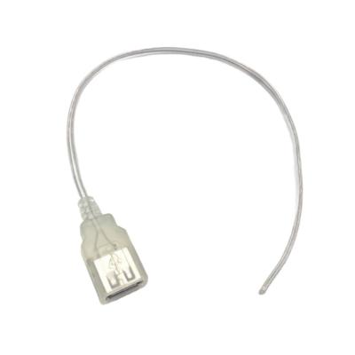 China MP3/MP4 Player 1m Translucent Whole Sale Custom Data Charging USB 2.0 A Female Type 2 To 2468 Wires Open End Cable Pigtail Charging CAE à venda