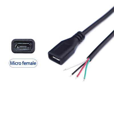 China Mobile Phone Micro Female 4 Core 0.3m Customize Micro USB Cable Female To 4 Core Wire Open End Te koop