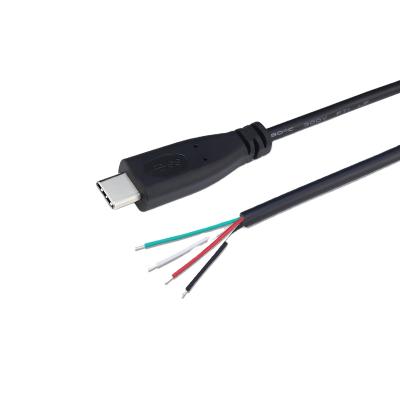 China MP3/MP4 Player Type C 0.25m 4Cores Male USB To Open Wire End Pigtail Cable OEM Stripped for sale