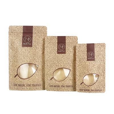 China Recyclable Food Grade Custom Printed Packaging Eco Friendly Biodegradable Empty Holder Up Pouch Zip Lock Sealable Paper Tea Bag Holder With Window for sale