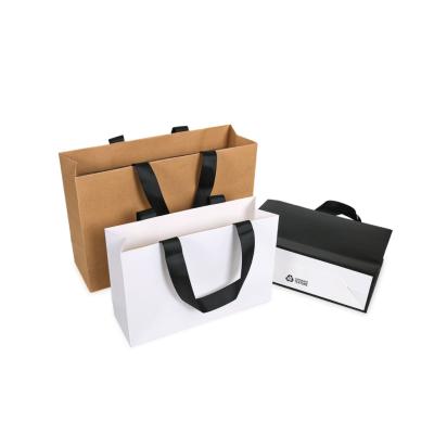 China China Recyclable Competitive Price Brand Logo Luxury Jewelry Boutique Shopping Elegant Logo White Paper Gift Customized Bags With Ribbon Handles for sale