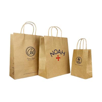 China Wholesale custom classic brown-kraft-paper-bags retail bags recyclable with twisted handle paper for sale