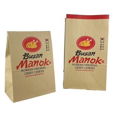 China Disposable Custom Logo Restaurant To Go Take Out Bag Kraft Paper Catering Bags Food Packaging Bag for sale