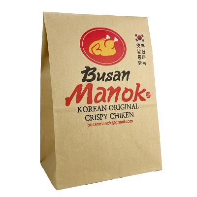 China Disposable Custom Paper Kraft Paper Bags Logo Take Out Delivery Bags For Fast Food Burger Fried Chicken for sale