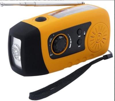 China Mini Solar Powered FM Radio with 3 bright white LED and USB Connectors for sale