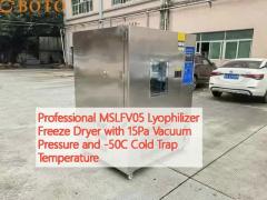 Professional MSLFV05 Lyophilizer Freeze Dryer with 15Pa Vacuum Pressure and -50C Cold Trap Temperature