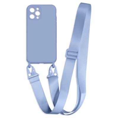 China Anti-drop Anti-drop Liquid Silicon Phone Case With Lanyard Necklace Shoulder Neck Strap Rope For iPhone 13 12 For Vivo Y20 For Redmi Note 10 Pro for sale