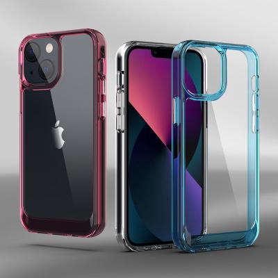 China Update Shockproof Phone Accessories Space Phone Case With Metal Button Clear Acrylic Cell Phones Bags Cover For iPhone 11 12 13 PRO for sale